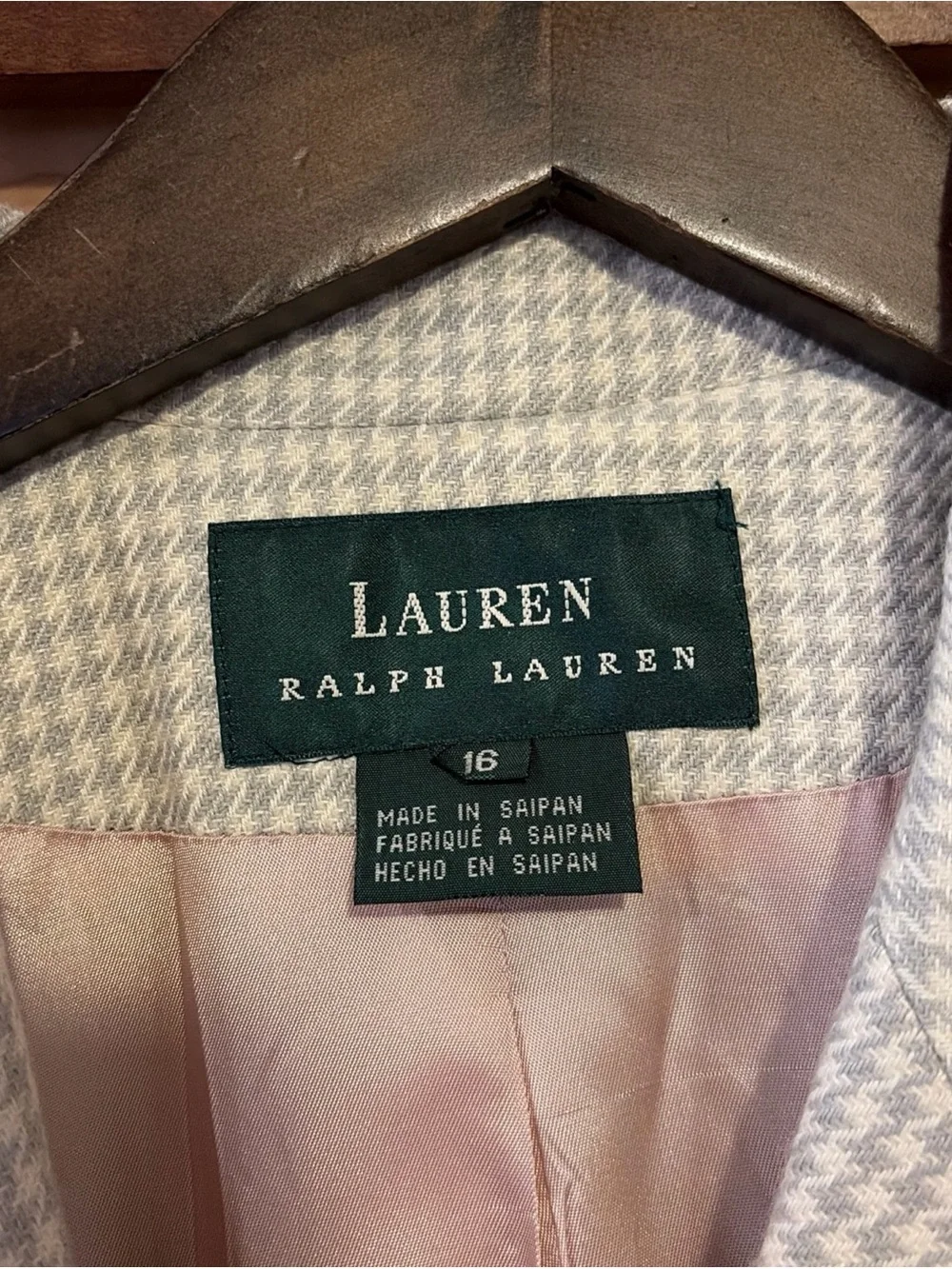 Lauren Ralph Lauren 2PC Pant Suit Sz 16 Pants Blazer Houndstooth Wool Blend - Picture 5 of 16